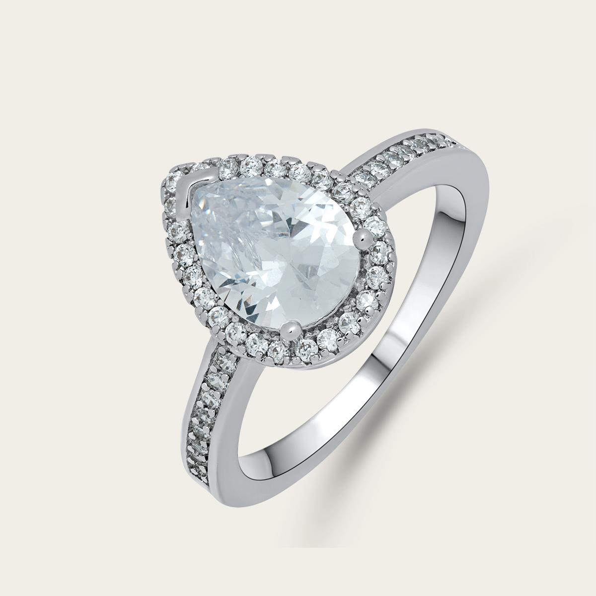 Pear Cut Halo Ring 925 Sterling Silver TheJewelElite