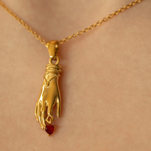 Bella - Hand Pendant with Red Rhinestone