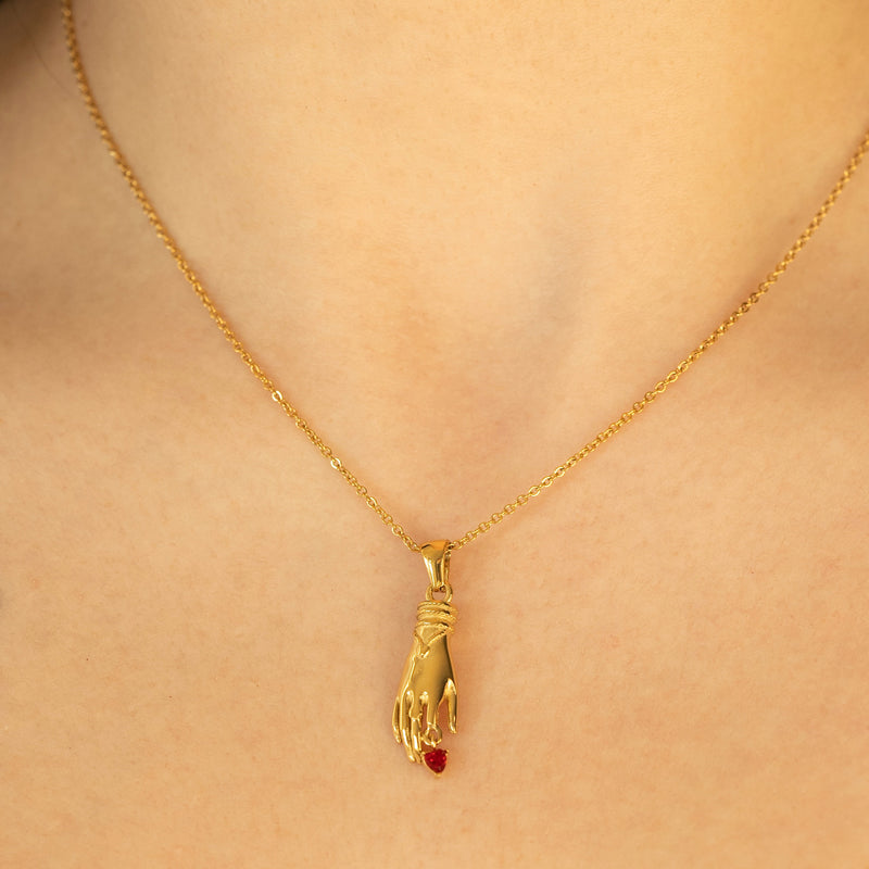 Bella - Hand Pendant with Red Rhinestone
