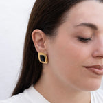 Penelope - Gold Geometrical Stone Stud Earrings