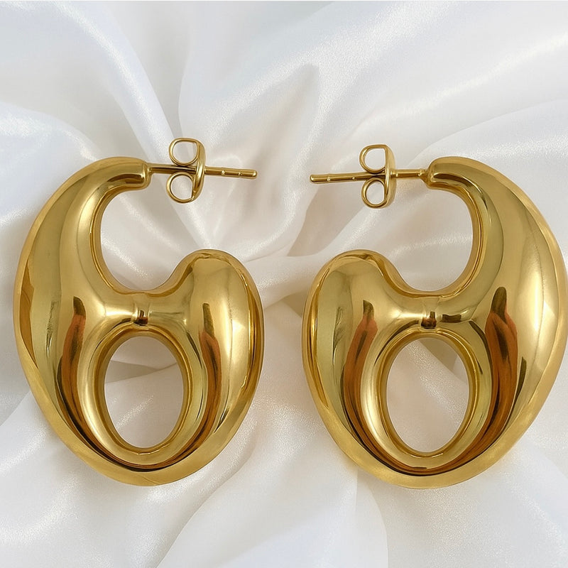 Elodie - Modern Irregular Statement Stud Earrings in Gold or Silver