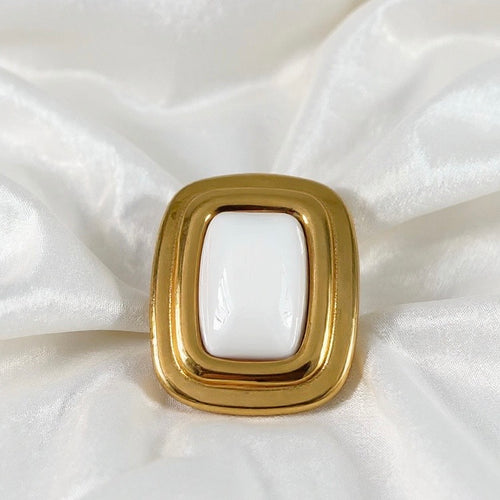 Penelope - Gold Geometrical Stone Stud Earrings