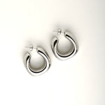 Chunky Rounded Square Medium Size Studded Hoop Earrings