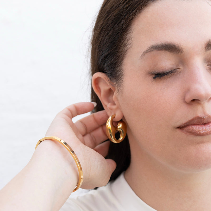 Elodie - Modern Irregular Statement Stud Earrings in Gold or Silver