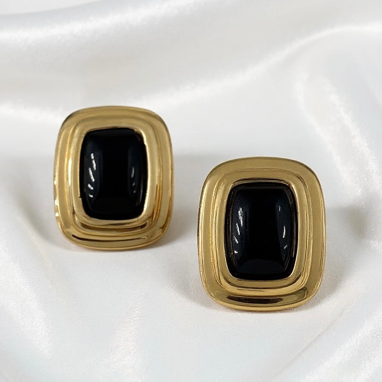 Penelope - Gold Geometrical Stone Stud Earrings