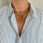 Hazel - Gold Statement Double Chain Pendant Necklace