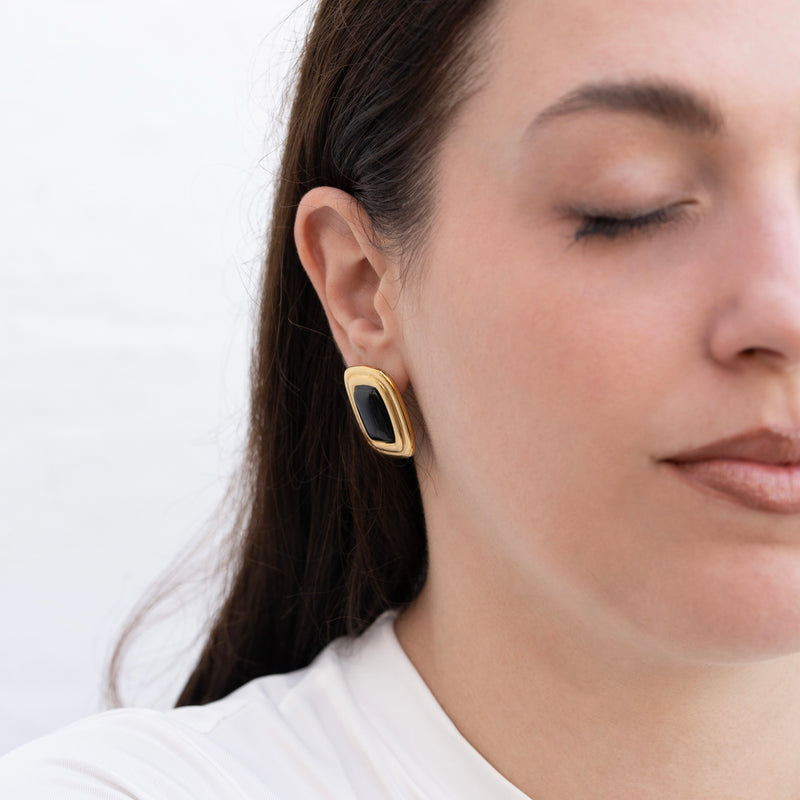 Penelope - Gold Geometrical Stone Stud Earrings