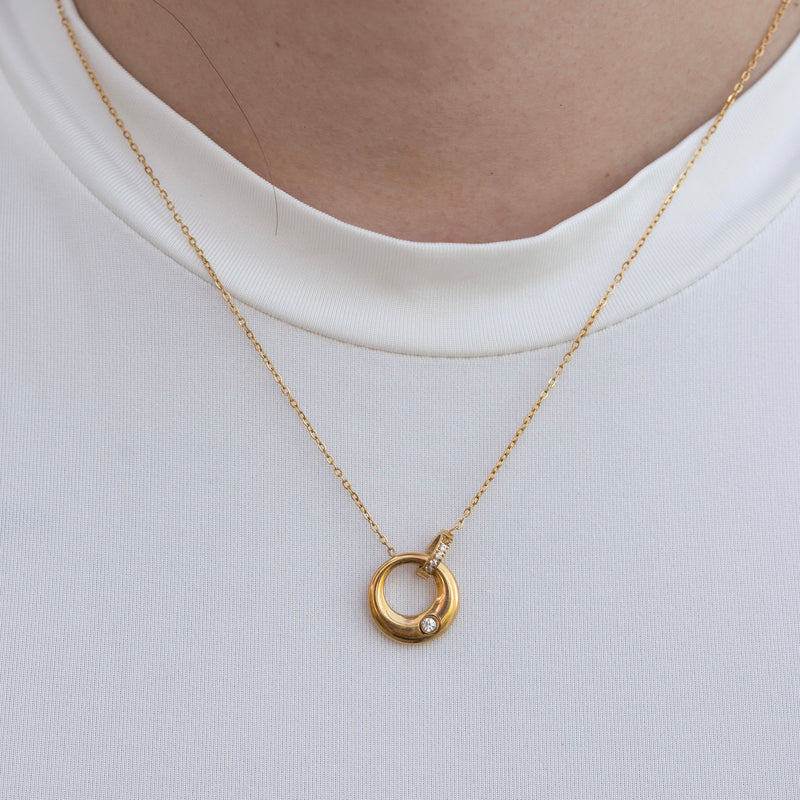 Celestial - Gold Circle Interlock Pendant Necklace