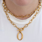 Hazel - Gold Statement Double Chain Pendant Necklace