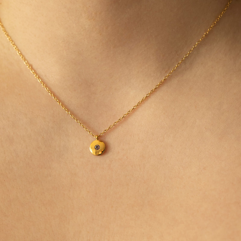 Iris - Circular Pendant with Zircon Stone