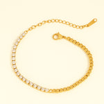Dual Texture Adjustable Tennis Bracelet in Gold and Silver