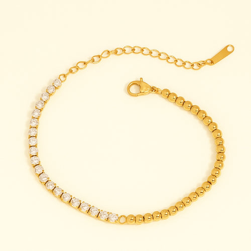 Dual Texture Adjustable Tennis Bracelet in Gold and Silver