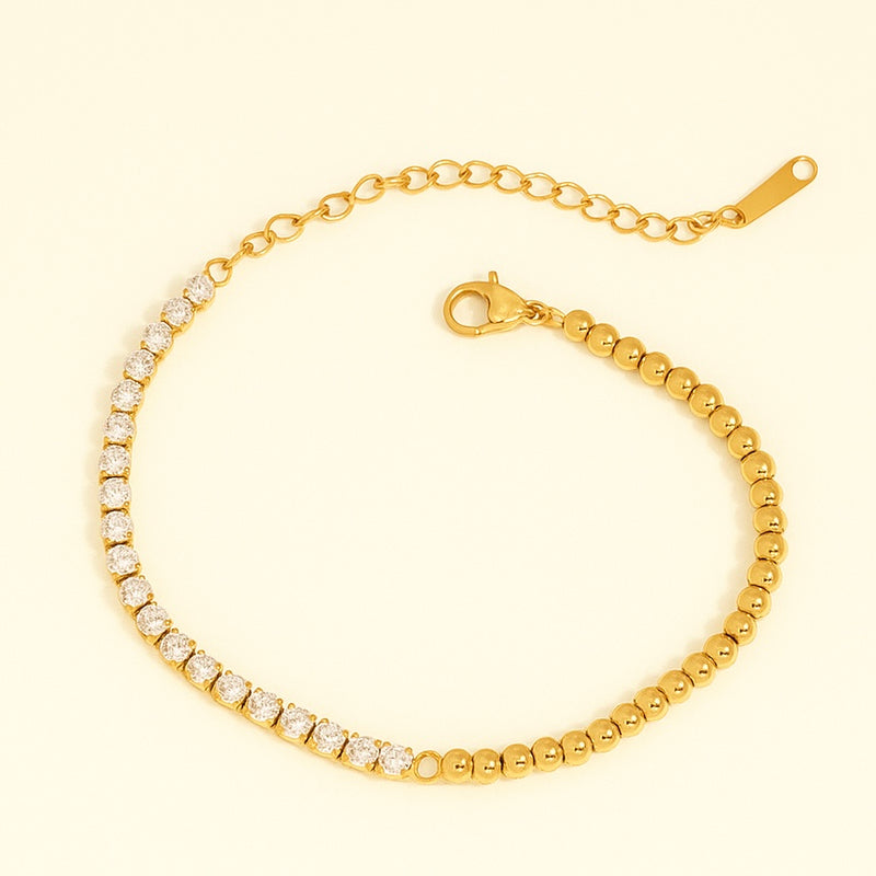 Dual Texture Adjustable Tennis Bracelet in Gold and Silver