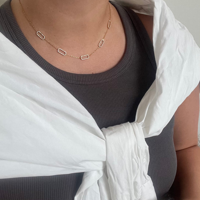 Chloe - Gold Evenly Spaced Rectangular Links Necklace
