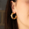 Violet - Chunky Floral Studded Hoop Earrings