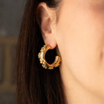 Violet - Chunky Floral Studded Hoop Earrings