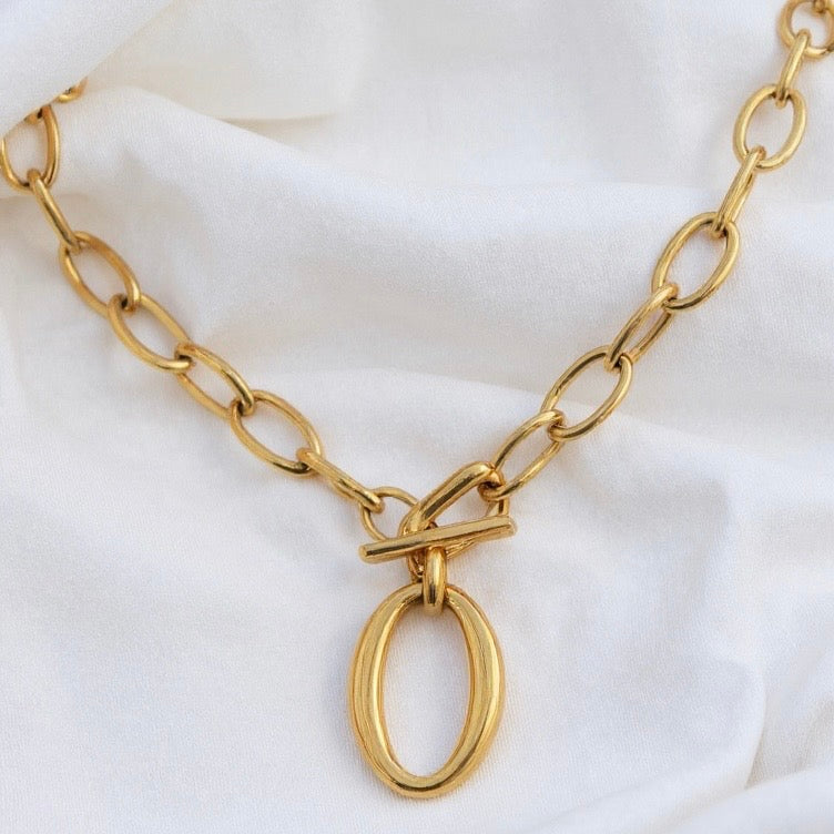 Hazel - Gold Statement Double Chain Pendant Necklace