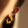 Two Sided Irregular Flower Shaped Studded Earrings - 18K Gold Plated