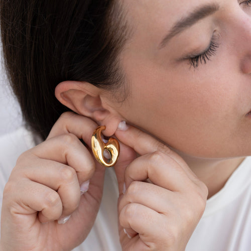 Elodie - Modern Irregular Statement Stud Earrings in Gold or Silver