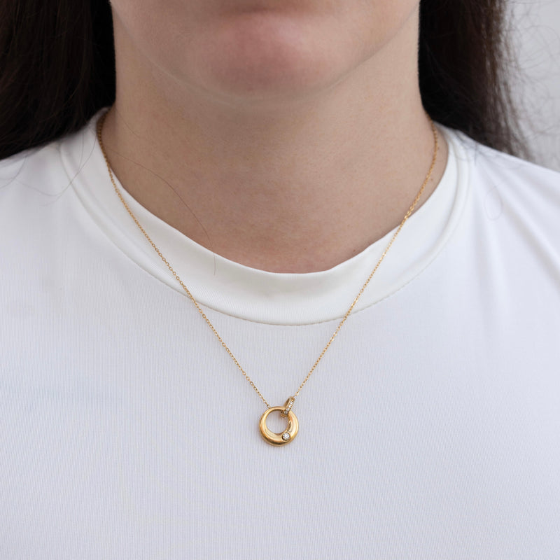 Celestial - Gold Circle Interlock Pendant Necklace