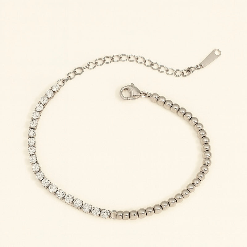Dual Texture Adjustable Tennis Bracelet in Gold and Silver