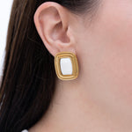 Penelope - Gold Geometrical Stone Stud Earrings