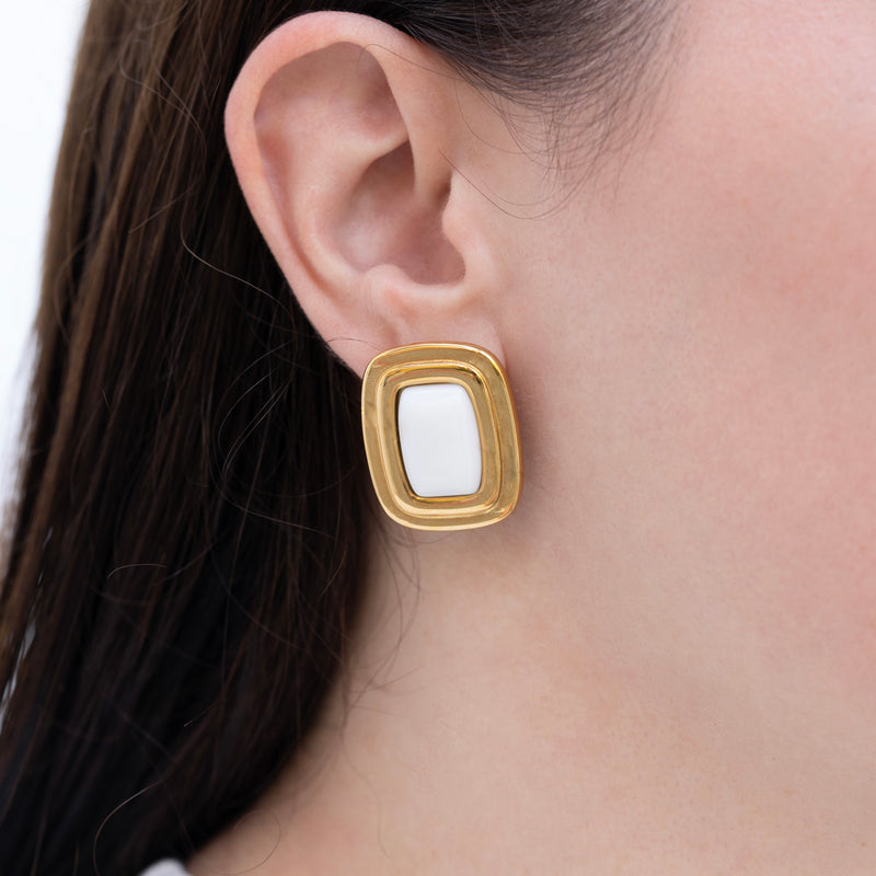 Penelope - Gold Geometrical Stone Stud Earrings