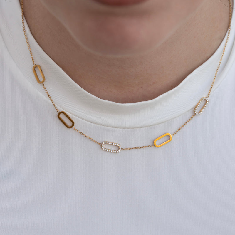 Chloe - Gold Evenly Spaced Rectangular Links Necklace