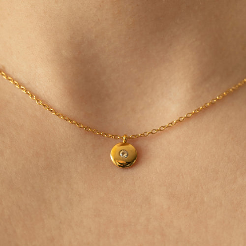 Iris - Circular Pendant with Zircon Stone