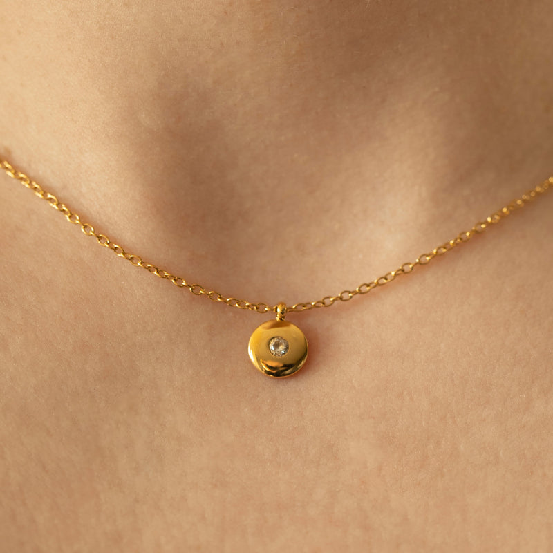 Iris - Circular Pendant with Zircon Stone