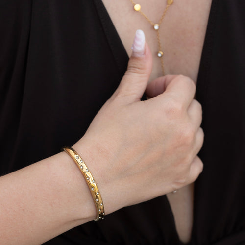 Sienna - Multiple Stones embedded Cuff Bracelet in Gold and Silver
