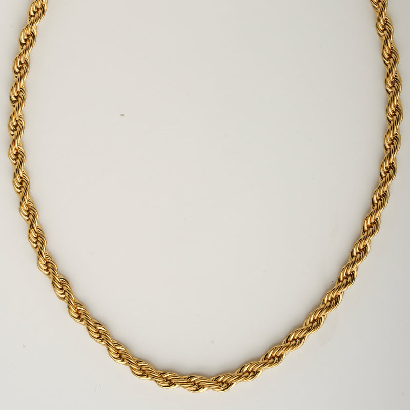 Twist Rope Chain Necklace - 18K Gold Plated