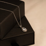Pear Cut Halo Necklace - 925 Sterling Silver