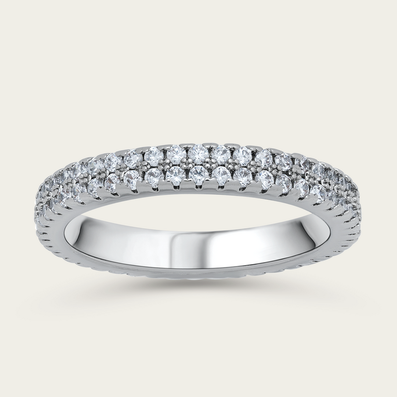Double Row Eternity Band Ring 925 Sterling Silver
