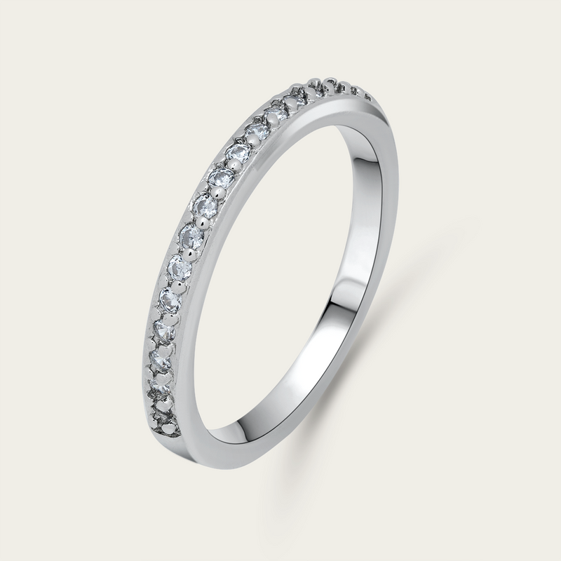 Half Thin Band Ring - 925 Sterling Silver