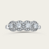 4 Stones Round Cut Halo Ring - 925 Sterling Silver